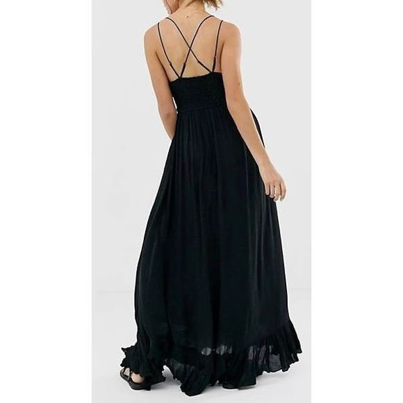 NWT Free People Adella Black Maxi Slip Dress - Picture 3 of 12